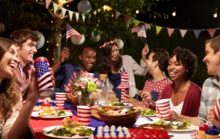 A group of friends celebrates the Fourth of July.
