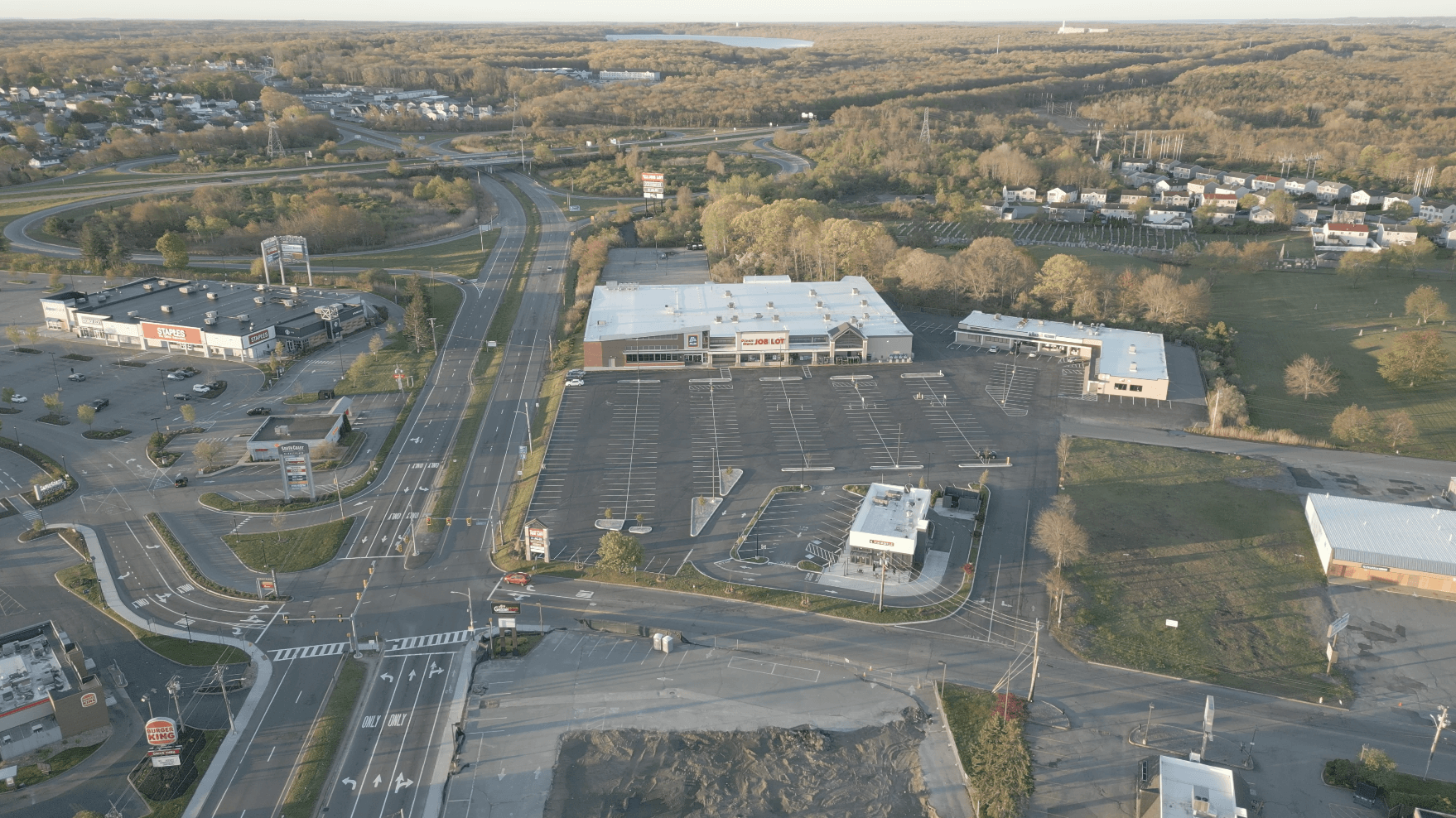 Overhead view of plaza that Ocean State Job Lot owns and leases.