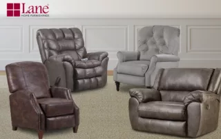 Four Lane Furniture recliners in a white and beige livingroom
