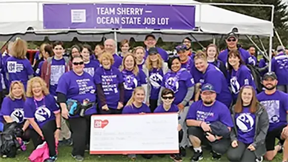 OSJL volunteers at the 2018 PurpleStride PanCAN fundraising walk at Goddard Park in Warwick, RI.