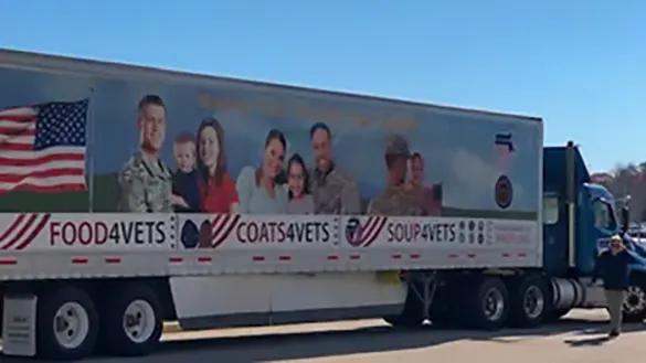 Coats 4 Vets Truck carrying Buy-Give-Get coats and other donated items at Gillette Stadium.