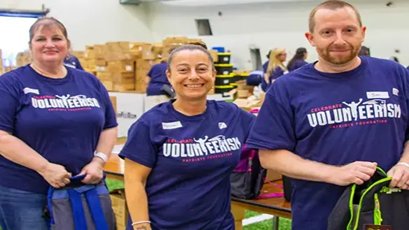Volunteers at the 2021 backpack stuffing event