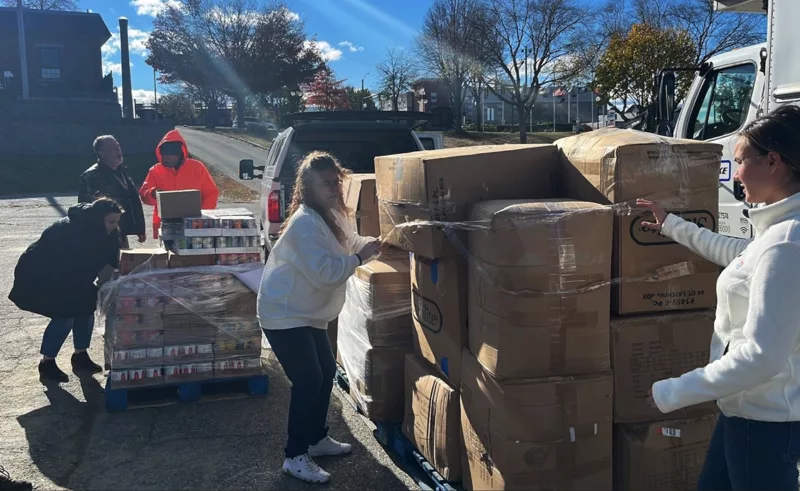 Coats donated in Lewiston, Maine, for veterans in need.