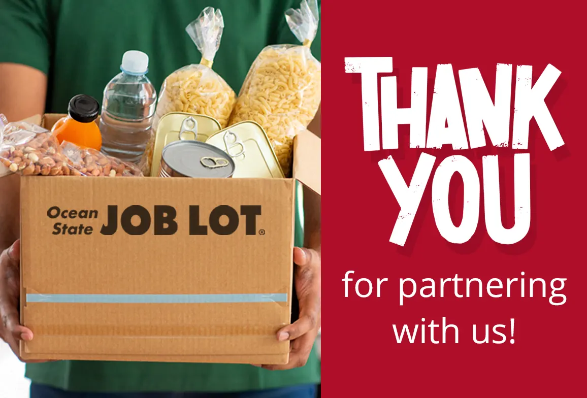 A thank you message for the Ocean State Job Lot’s Three Square Meals program.