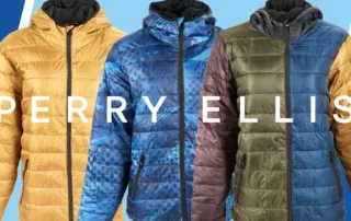 Various colors and styles of Perry Ellis Portfolio Puffer Jackets.