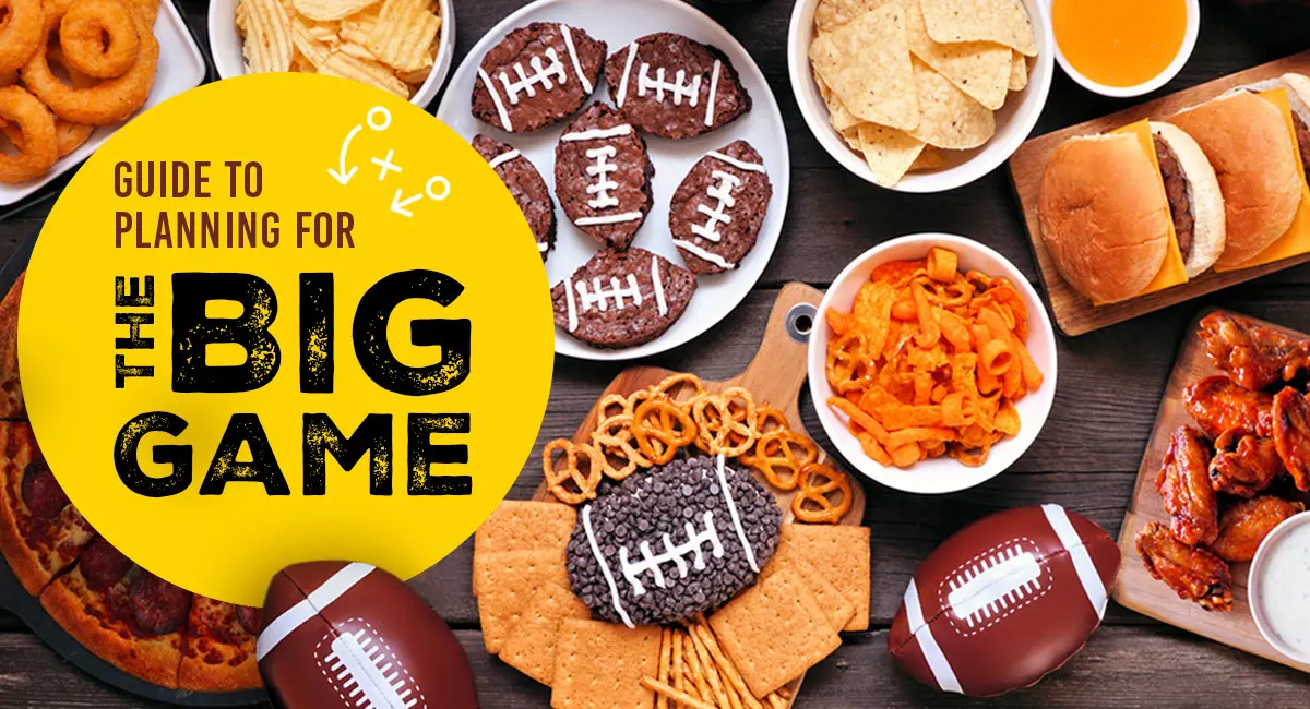 Food spread for a Big Game football party.