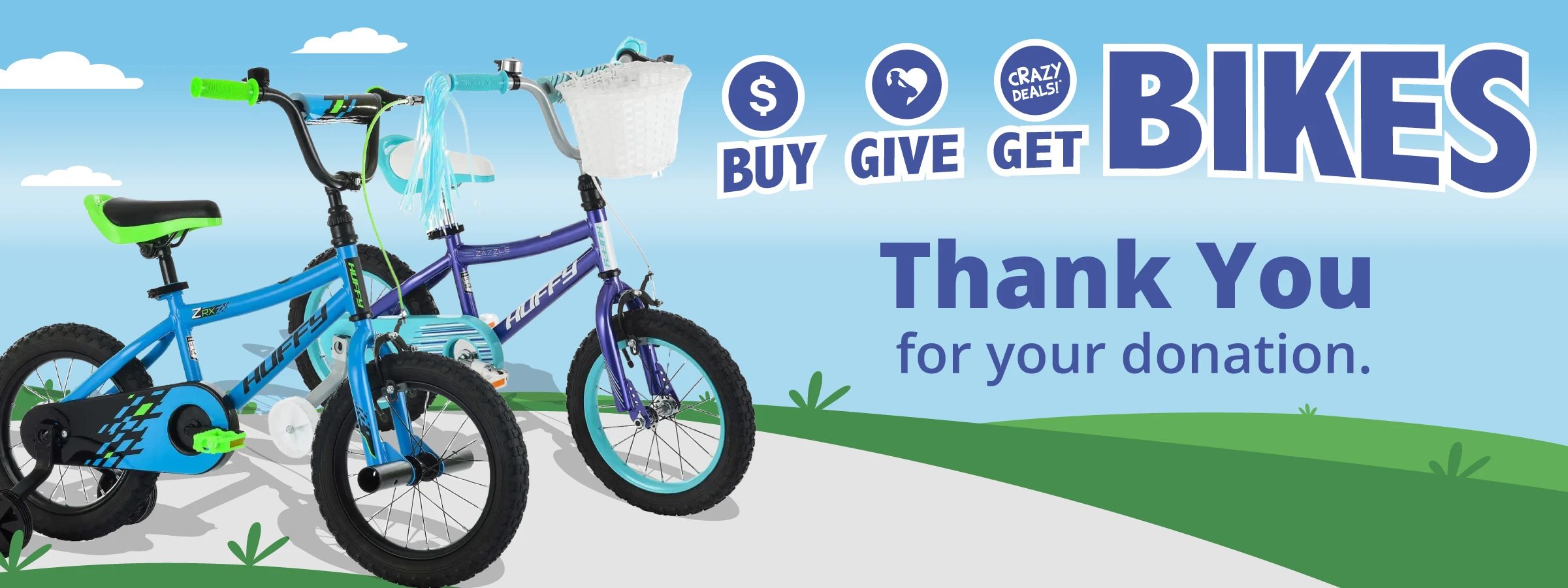 Thank you hero image for Ocean State Job Lot’s Buy-Give-Get Bikes program.