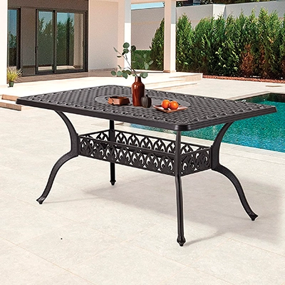 A metal patio table