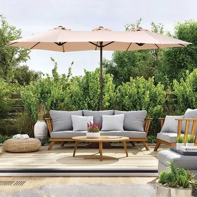 Outdoor Living Accents Triple-Vented Rectangular Market Umbrella SKU: 300548
