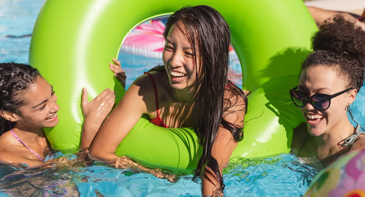 People having fun in a pool