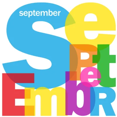 The word September in artsy text style.