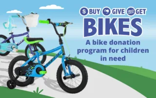 Graphic for Ocean State Job Lot's Buy Give Get Bikes donation program for children in need.