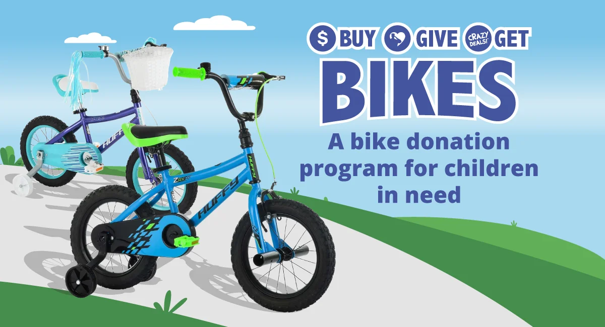 Graphic for Ocean State Job Lot's Buy Give Get Bikes donation program for children in need.