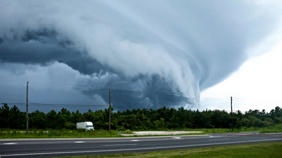 Tornado touching down.