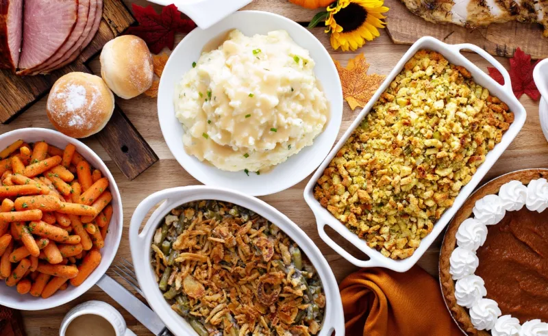 An image of Thanksgiving day side dishes.