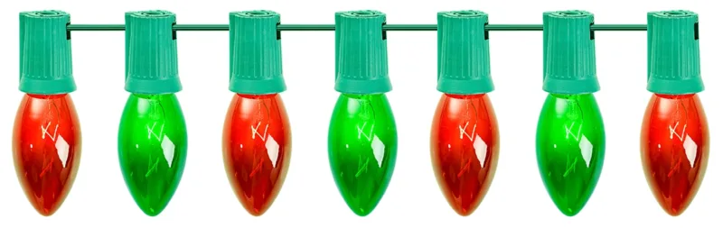 Red and green holiday bulbs.