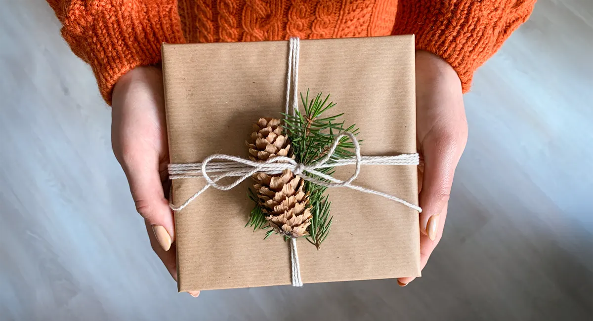 Eco friendly holiday present using found or natural materials