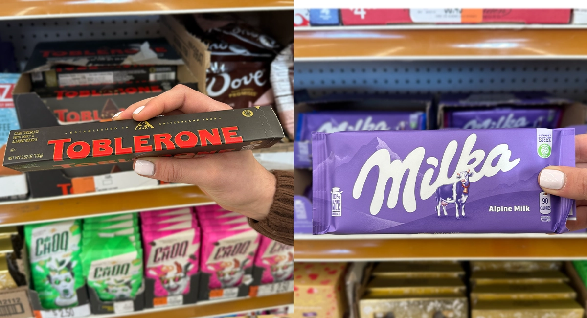 Toblerone and Milka chocolate bars