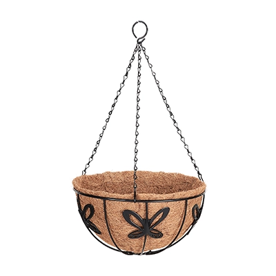 A hanging coir planter