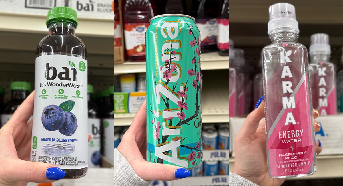 Bai, Arizona, and Karma drinks from Ocean State Job Lot