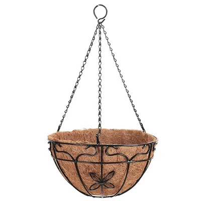 Decorative Flower Hanging Wire Basket Planter with Coco Liner, 12" SKU: 264828