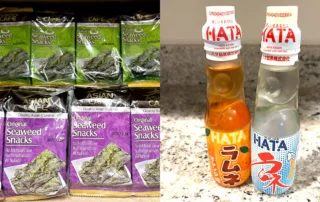 Asian Cafe seaweed snacks and Hata soda