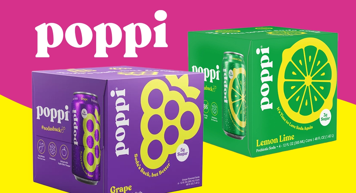 poppi soda 4-packs in grape and lemon lime