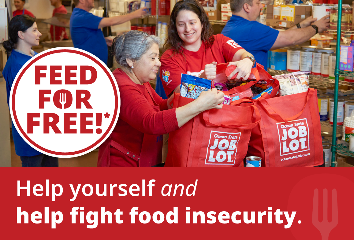 FeedForFree2025_AboutUs_Banner_Mobile_1156x600 Ocean State Job Lot’s Charitable Foundation’s Food Pantry image promoting the Feed for Free Program