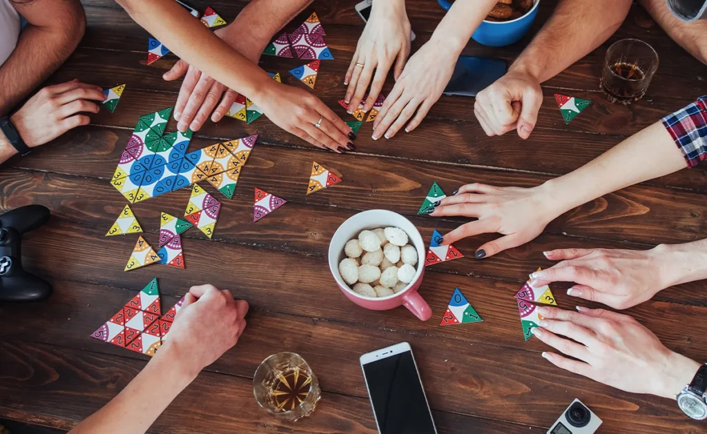 Friends playing a game.
