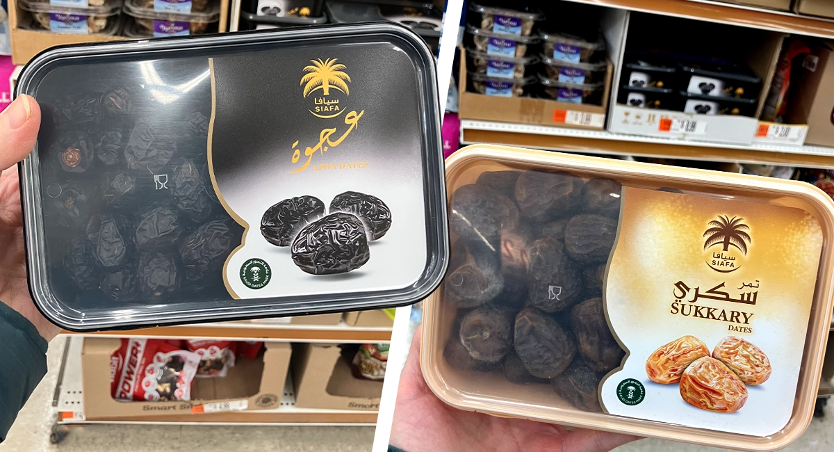 Two types of dried dates sold at Ocean State Job Lot stores