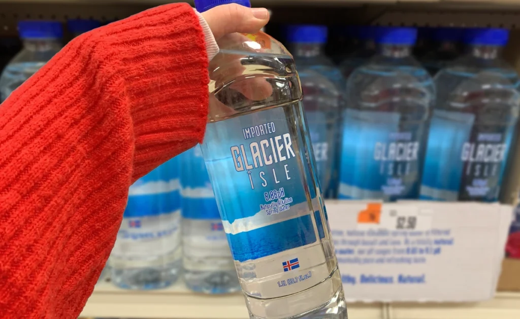 A bottle of Imported Glacier Isle Spring Water sold at Ocean State Job Lot