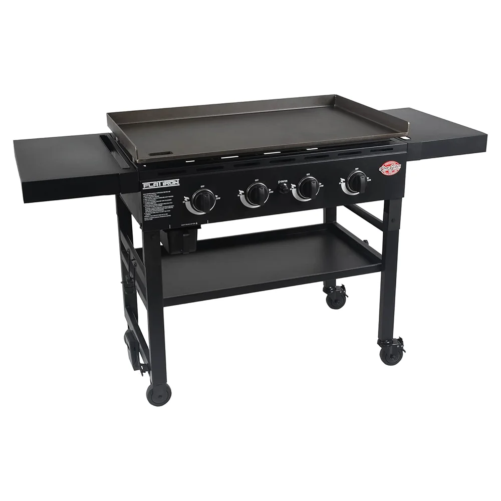 Char-Griller Flat Iron 4-Burner Propane Gas Flat-Top Griddle Black