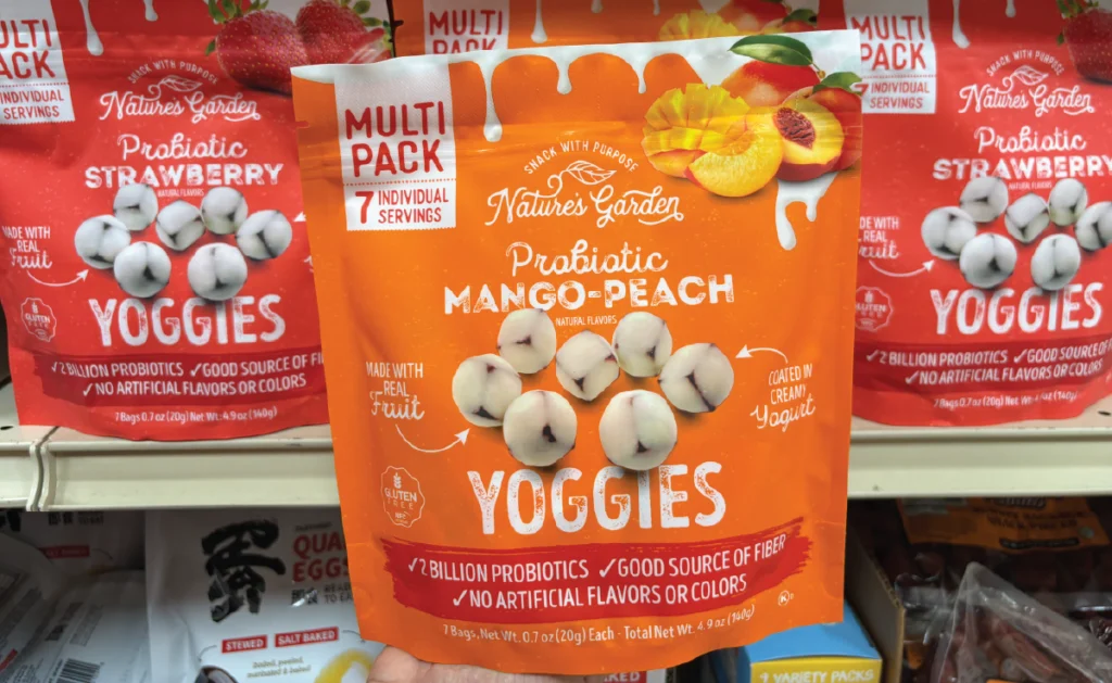 Nature’s Garden’s Probiotic Yoggies back-to-school snacks at Ocean State Job Lot stores.
