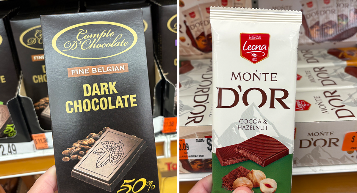 Compte D’Chocolate and Leona Monte D’Or Chocolate Bars at Ocean State Job Lot stores