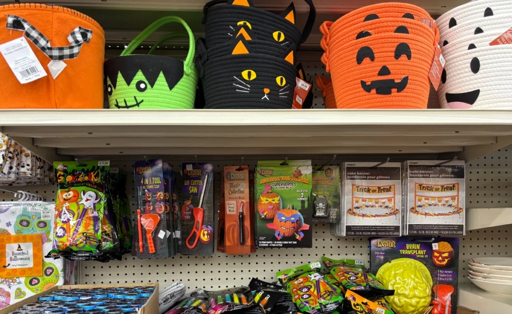 Trick-or-treat baskets and Halloween accessories at Ocean State Job Lot stores